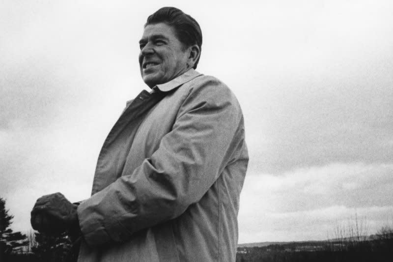 Former California Gov. Ronald Reagan is on his third campaign tour through New Hampshire discovers on January 28, 1976. On January 2, 1967, Reagan was sworn in as 33rd governor of California. File Photo by Leighton Mark/UPI