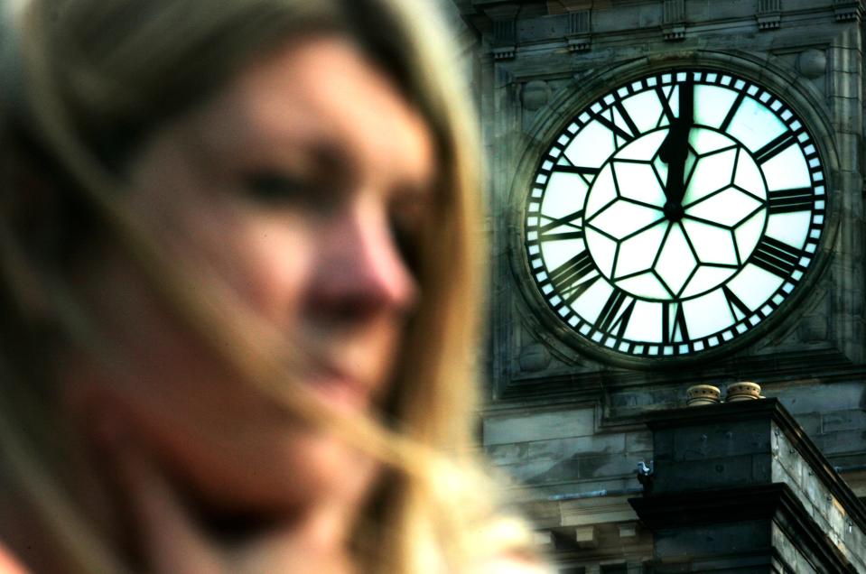 woman and clock