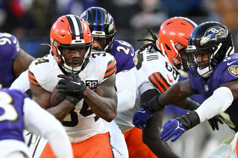 Cleveland Browns running back Jerome Ford (C) can be considered as a low-end RB2/flex play for Week 13. File Photo by David Tulis/UPI