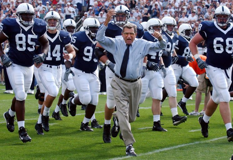 Joe Paterno won more college football games than any other coach, until those wins were vacated because of the Sandusky scandal. (AP)