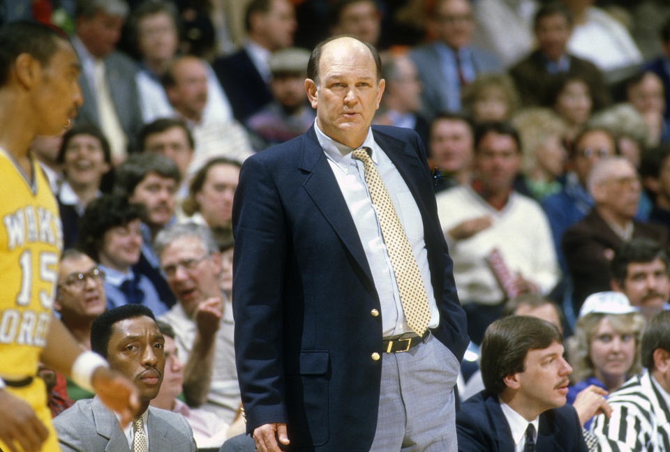 Lefty Driesell, head coach of Maryland from 1969 to '86, has died at 92 years old. (File photo by Focus on Sport/Getty Images)
