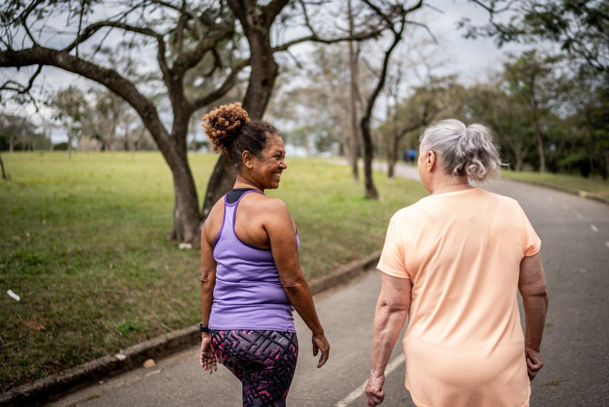 Senior women walking in a park