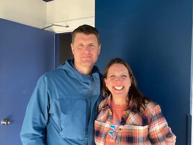 Fresh Films founders Estlin and Kelli Feigley at their new Rock Island headquarters Tuesday, Feb. 27, 2024 (photo by Jonathan Turner).