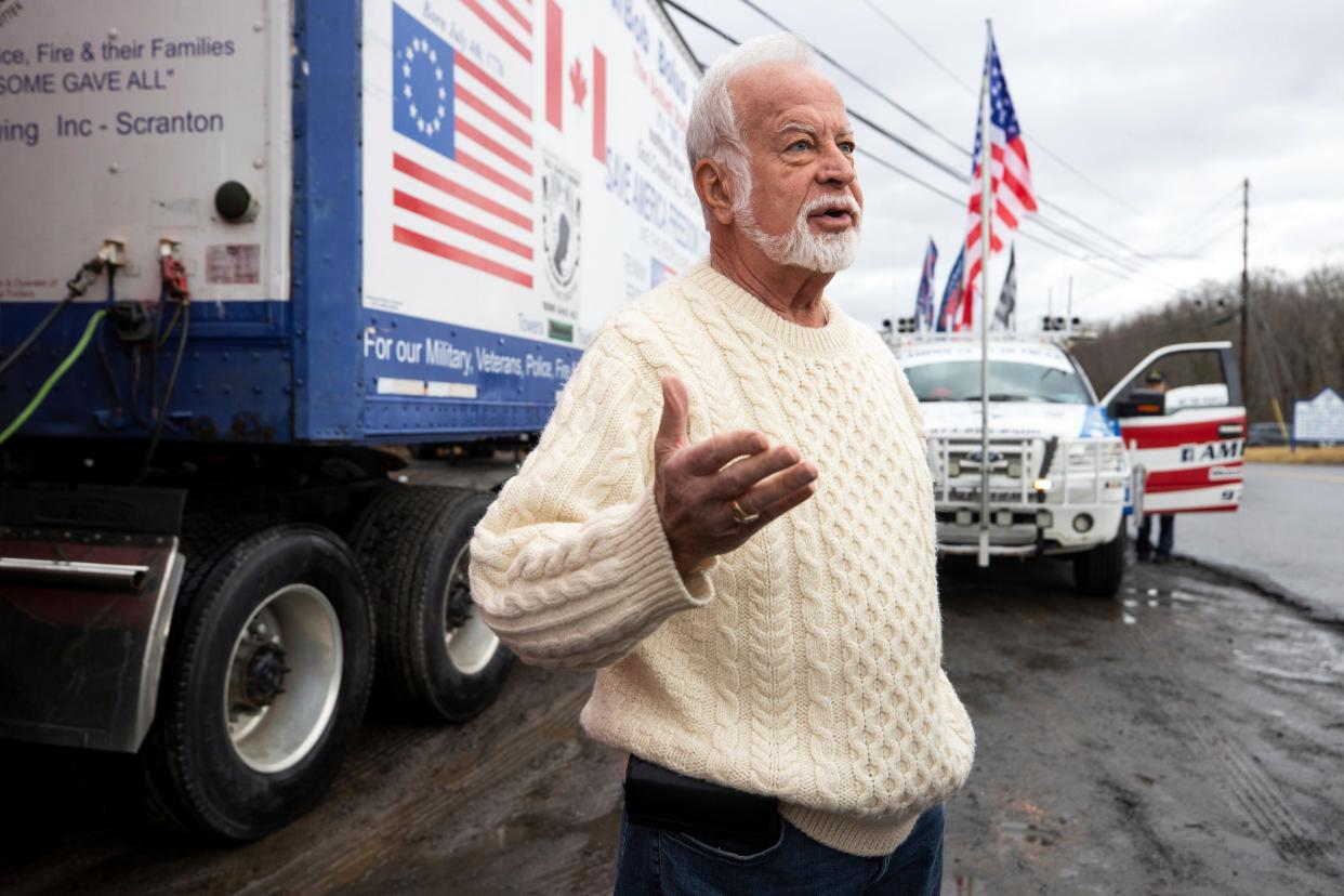 Bob Bolus, a businessman in Throop, Pa., will drive his truck on a 