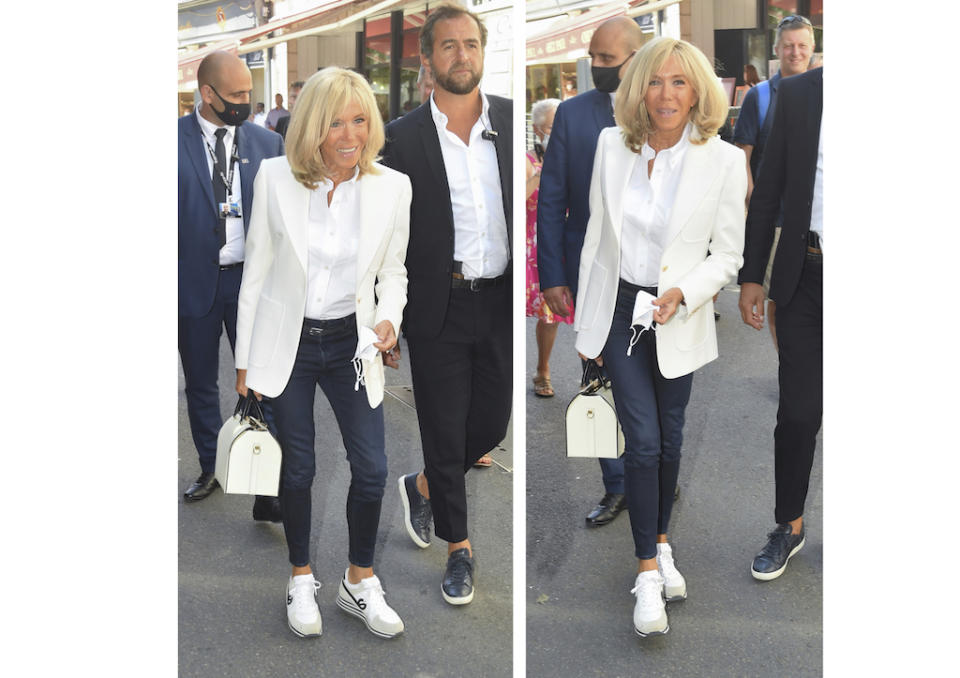 Brigitte Macron au Festival du film Francophone d’Angoulême, le 23 août 2021. (Photo by Stephane Cardinale - Corbis/Corbis via Getty Images)