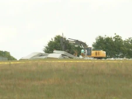 The Georgia Guidestones were completely demolished after an explosion destroyed a portion of the monument (WXIA/11Alive)