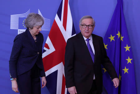 European Commission President Jean-Claude Juncker meets with British Prime Minister Theresa May in Brussels, Belgium February 7, 2019. REUTERS/Yves Herman