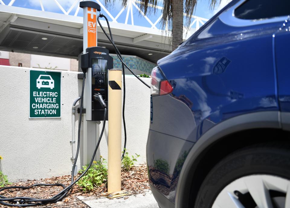 The ChargePoint electric vehicle charging station at 1525 1st. St. in downtown Sarasota. 