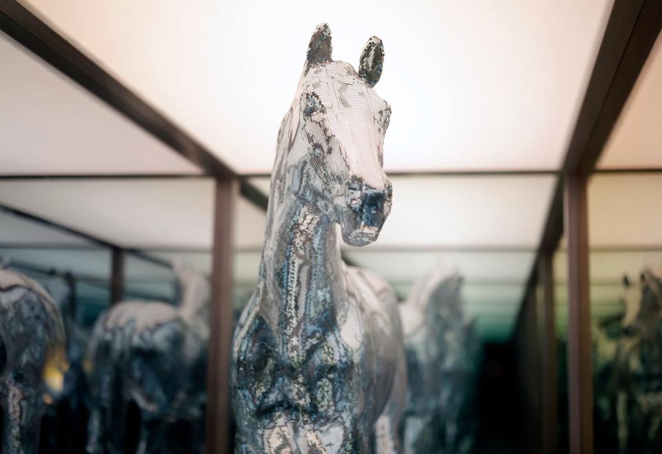 The horse display is seen during the World Premiere of "Renaissance: A Film By Beyoncé" at Samuel Goldwyn Theater on November 25, 2023 in Beverly Hills, California.