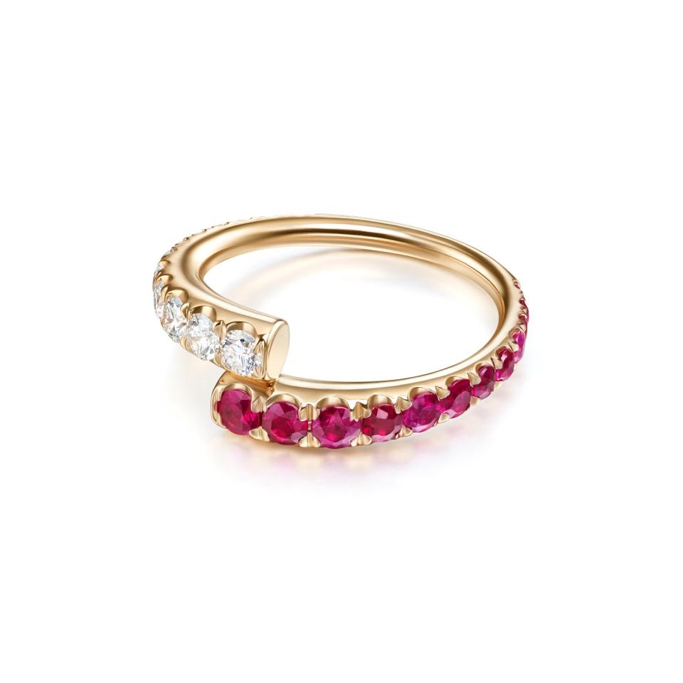 Pink gold, ruby and diamond ring, £2,800 by Melissa Kaye