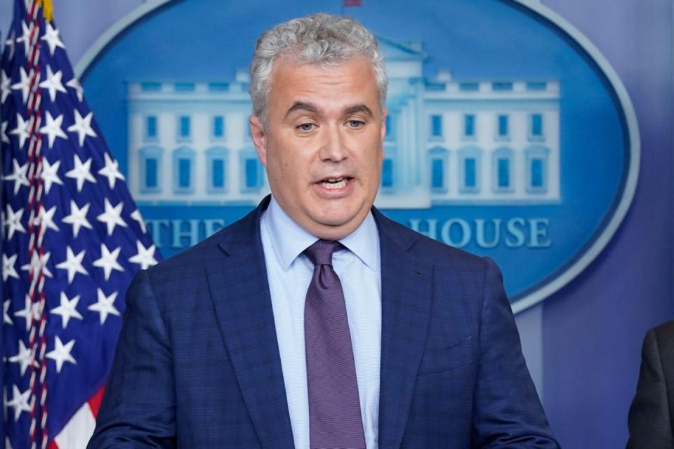 White House COVID-19 Response Coordinator Jeff Zients speaks during a press briefing at the White House, April 13, 2021, in Washington. (Copyright 2021 The Associated Press. All rights reserved.)