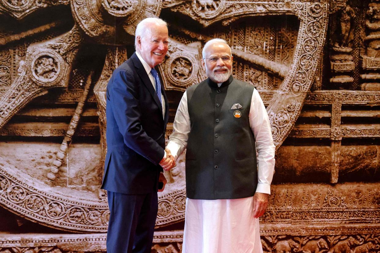 Narendra Modi shakes hands with US president Joe Biden (POOL/AFP via Getty Images)