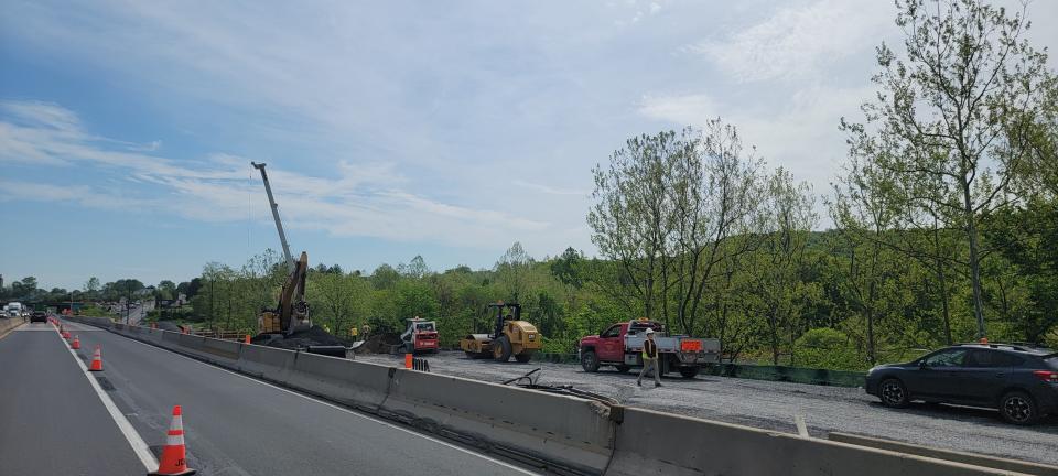 Construction along Interstate 80 eastbound in the East Stroudsburg corridor backs up due to lane closures on May 14, 2024.