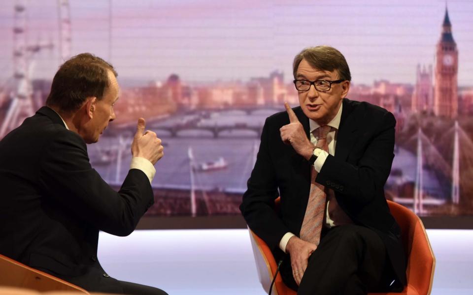 Peter Mandelson - Credit: Jeff Overs/BBC/PA