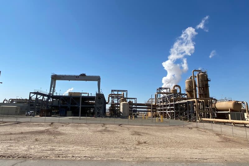 FILE PHOTO: Geothermal powerplant owned by EnergySource LLC atop the San Andreas Fault