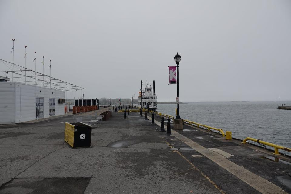 Kingston's Crawford Wharf, where cruise ships typically load passengers starting in spring, is currently hosting only the Island Queen.