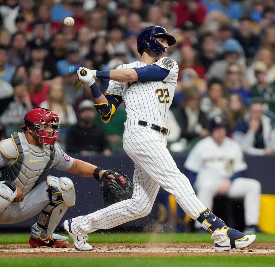 Chrisitan Yelich was out of the Brewers' lineup Thursday for the 11th time in the past 12 games.