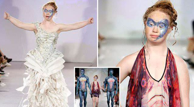 Madeline Stuart on the runway in New York. Source: 7News