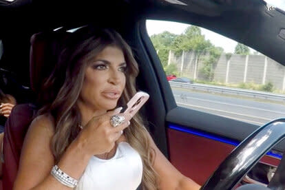 Screen grab of Teresa Giudice while filming RHONJ