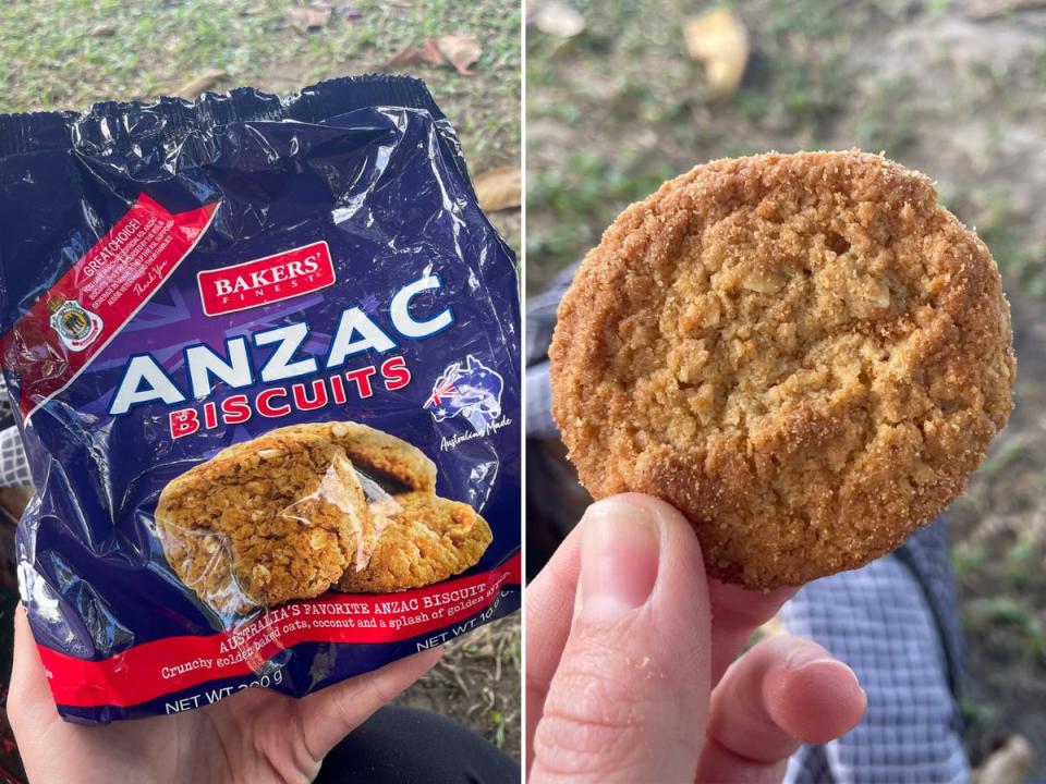 Insider's author picked up a package of Anzac biscuits.