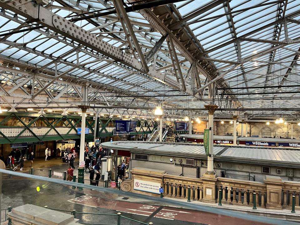 Edinburgh Waverley train station in Scotland.