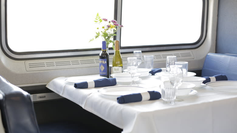 Amtrak private dining car table