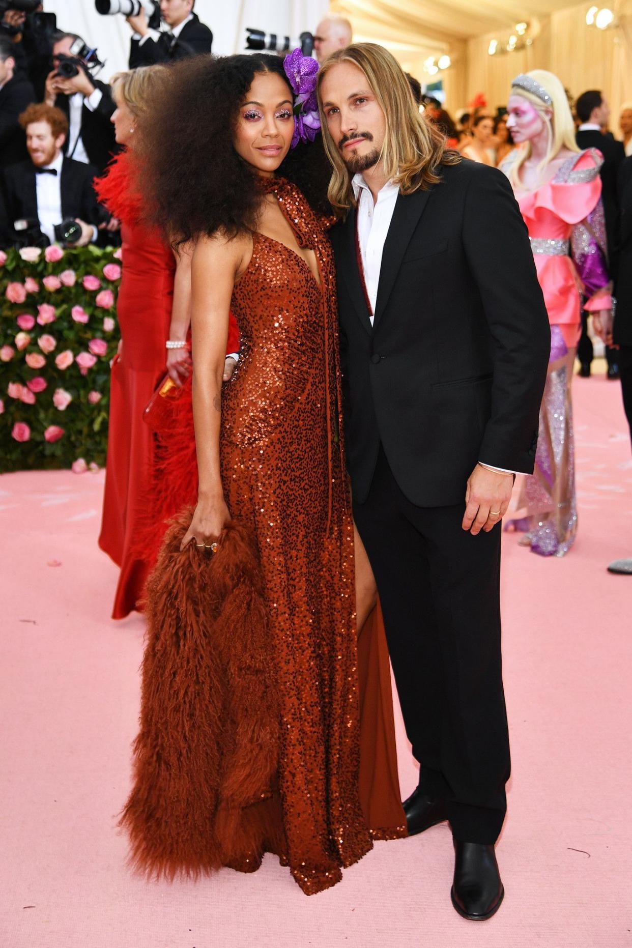 Zoe Saldana and Marco Perego attend The 2019 Met Gala Celebrating Camp: Notes on Fashion at Metropolitan Museum of Art on May 06, 2019 in New York City.