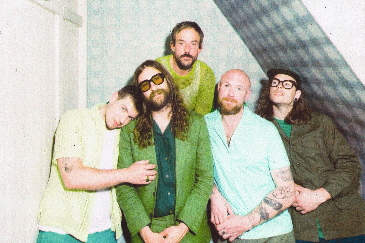 The sound of strength in numbers: Idles, front left to right: Jon Beavis, Mark Bowen, Joe Talbot, Adam Devonshire, Lee Kiernan  (Daniel Topete)