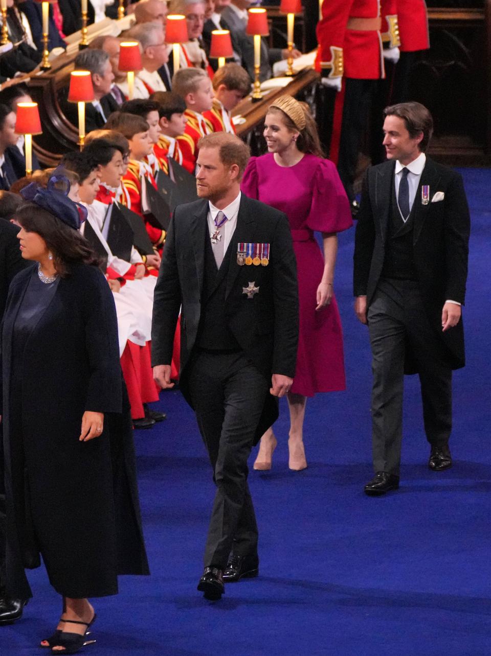 Prince Harry, Duke of Sussex arrives to attend the Coronation of King Charles III and Queen Camilla on May 6, 2023, in London, England. The Coronation of Charles III and his wife, Camilla, as King and Queen of the United Kingdom of Great Britain, Northern Ireland, and the other Commonwealth realms is at Westminster Abbey today. Charles acceded to the throne on Sept. 8, 2022, upon the death of his mother, Elizabeth II.