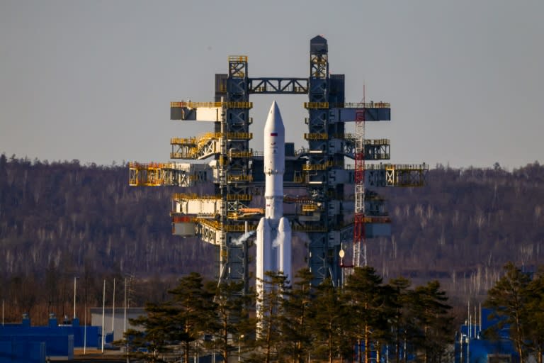 A handout picture from Roscosmos showing Angara-A5 rocket at the Vostochny cosmodrome (Handout)