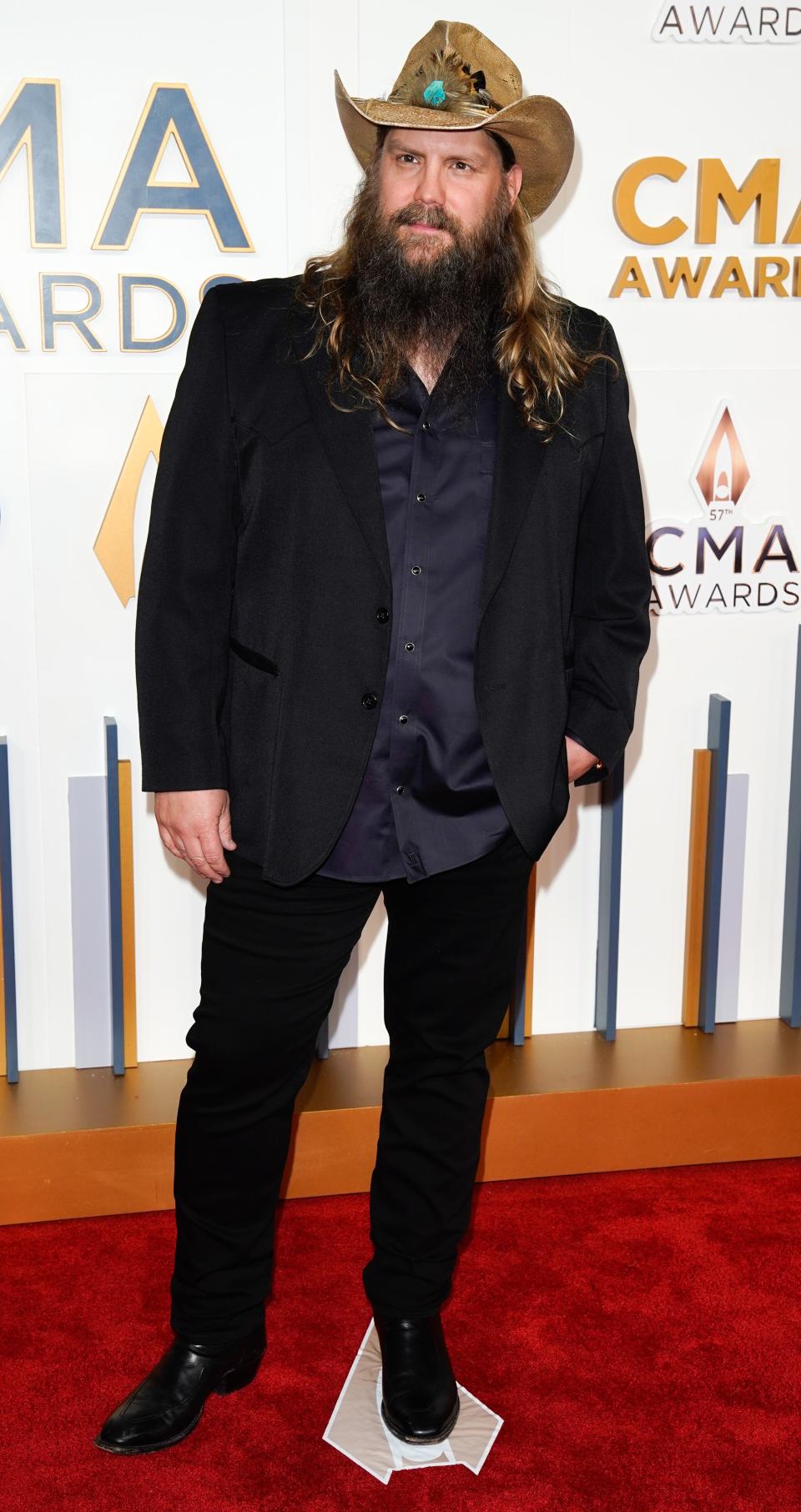 Chris Stapleton walks the red carpet during the 57th Annual Country Music Association Awards in Nashville, Tenn., Wednesday, Nov. 8, 2023.