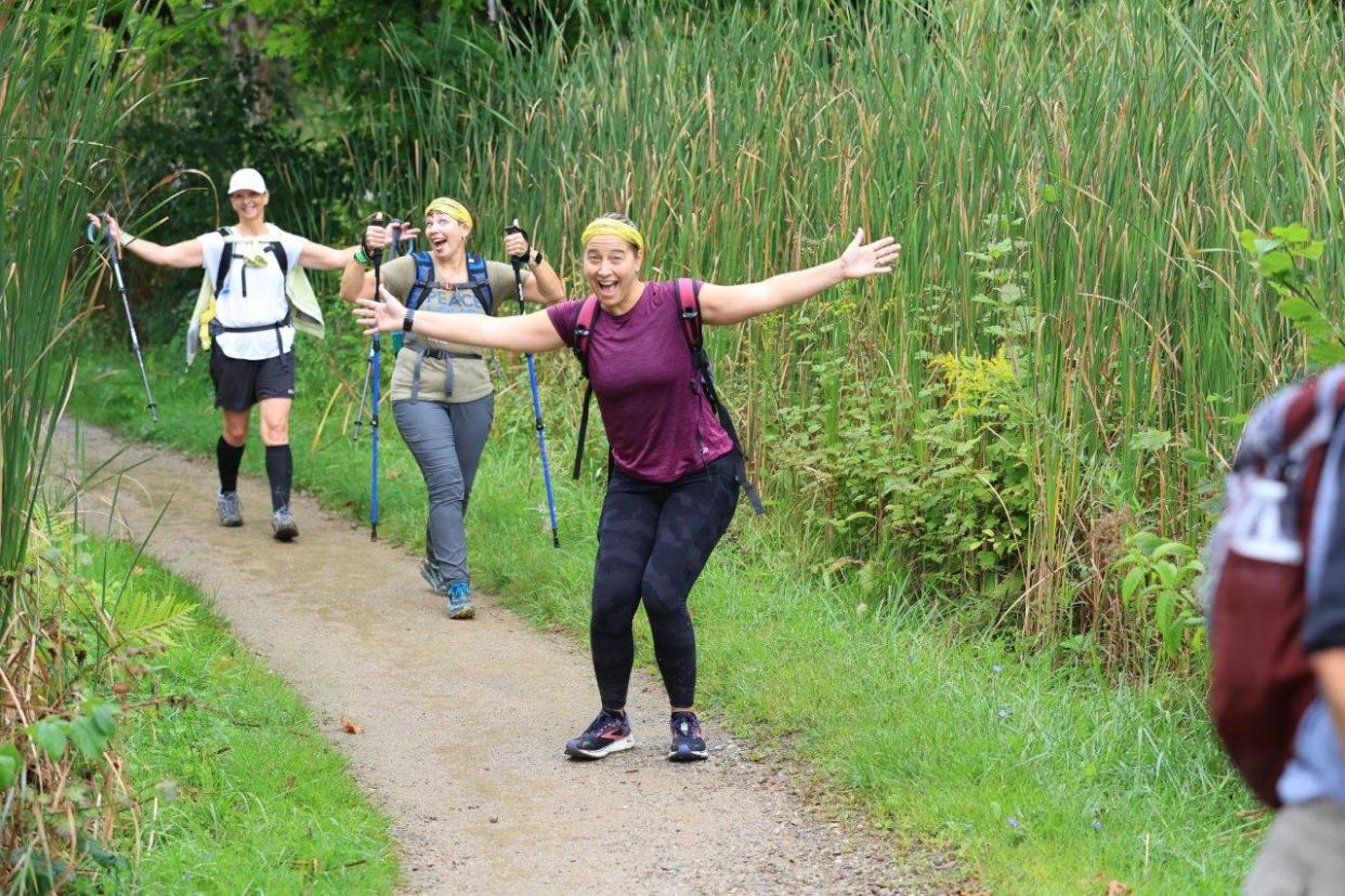 Hikers smile for the camera while participating in a past MammothMarch.