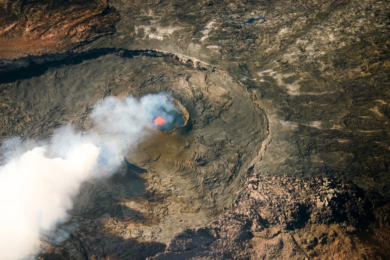 Kīlauea pele erupting at the Volcanoes National Park, Hawaii