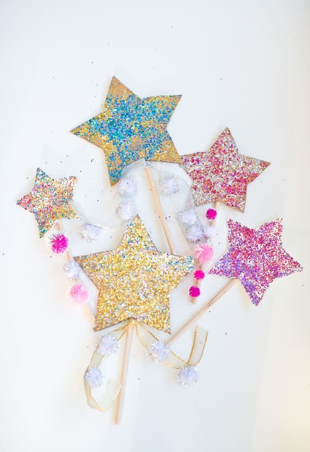 diy glitter star wands