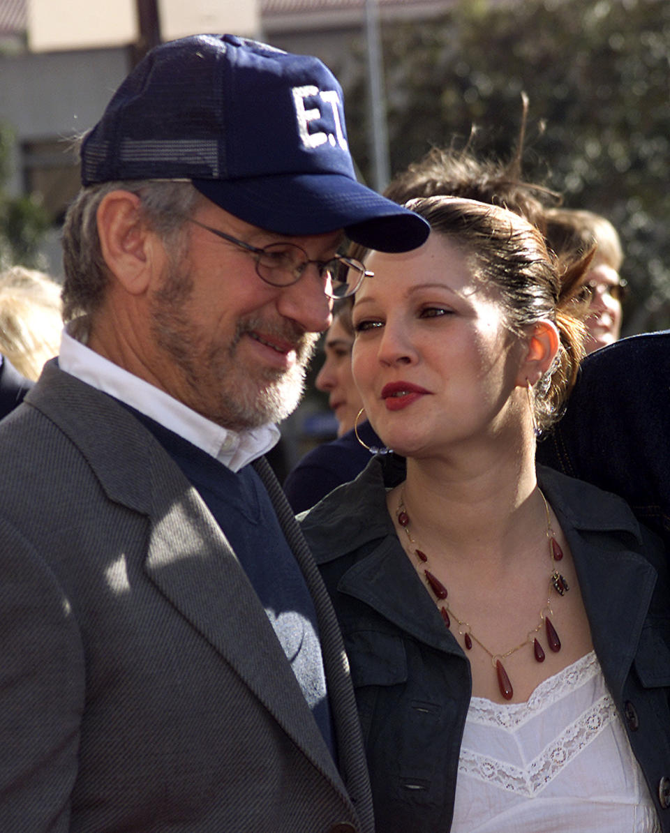 Director Steven Spielberg and actress Drew Barrymore pose together as
they arrive for the premiere of the 20th anniversary verison of their
film "E.T. The Extra Terrestrial" March 16, 2002 in Los Angeles. The
film which opens in the United States March 22 features never before
seen footage. REUTERS/Rose Prouser

RMP