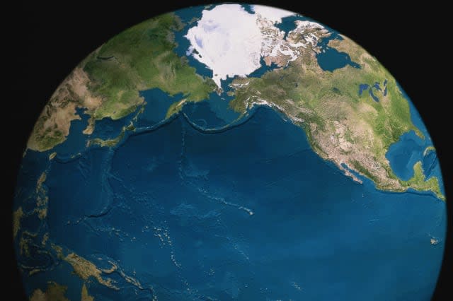 Globe, Pacific Ocean prominent