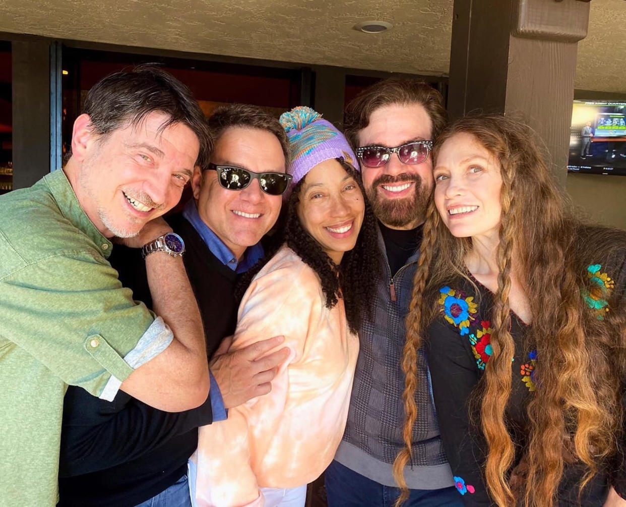 Dan Frischman, Tony O'Dell, Kimberly Russell, Dan Schneider and Khrystyne Haje together in 2020. (khrystynehaje / Instagram)