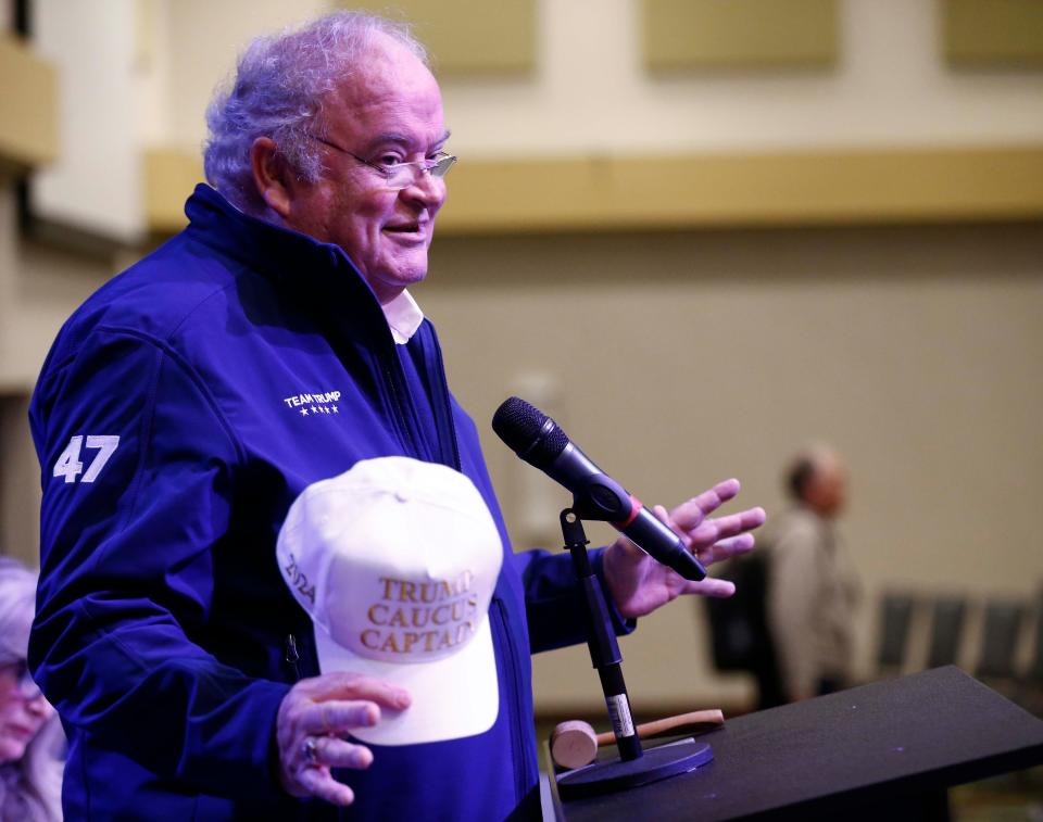 The "Trump Caucus Captain" Billy Long was on hand during Greene County Republican Caucus at the Oasis Convention Center in north Springfield on March 2, 2024.