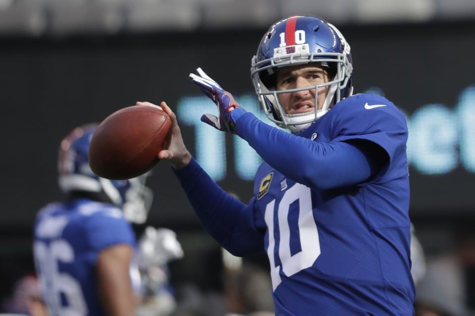 If Eli Manning has anything left to give, the Giants could get fun in 2018. This offense has no shortage of weapons. (AP Photo/Mark Lennihan)