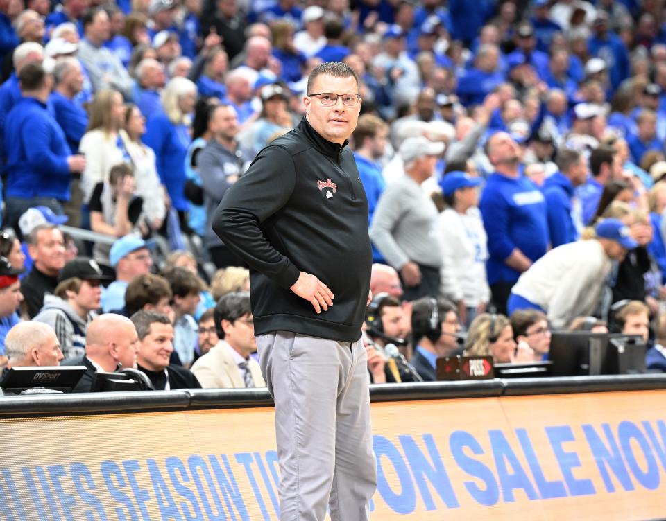 Bradley Braves head coach Brian Wardle said after the team's loss to Drake in the MVC Tournament semifinals Sunday that, regarding a potential NIT bid, "hopefully we can maybe keep playing."