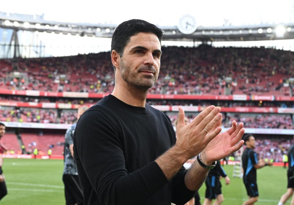 Mikel Arteta is confident he will lead Arsenal to the title (Arsenal FC via Getty Images)