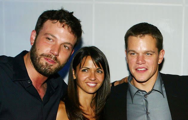 Ben Affleck, Luciana Barroso and Matt Damon at the premiere of 