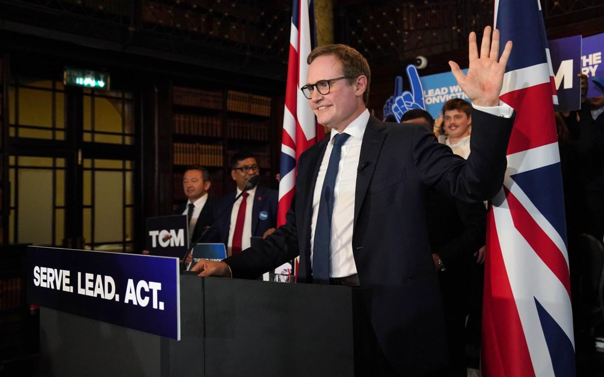 Tom Tugendhat launches his Tory leadership campaign at an event in central London