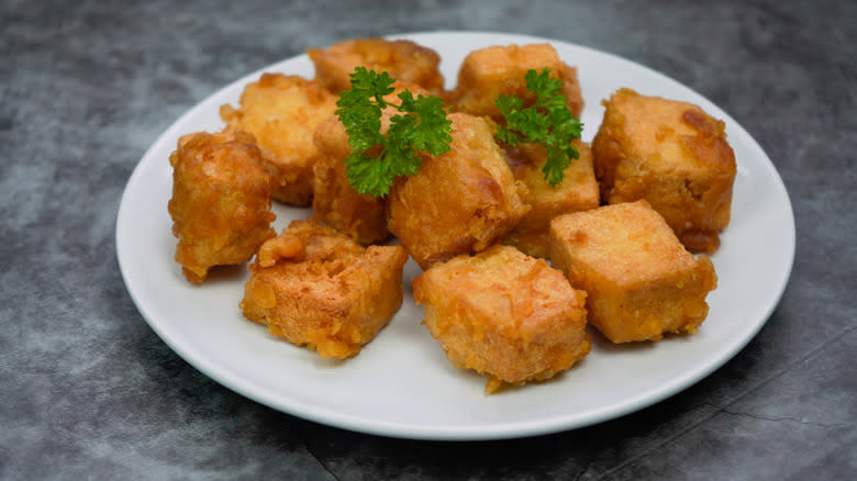 cubes of deep fried tofu
