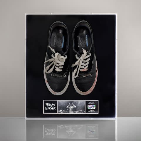 <p>TROPHY x Travis Barker</p> Travis Barker's bloody sneakers