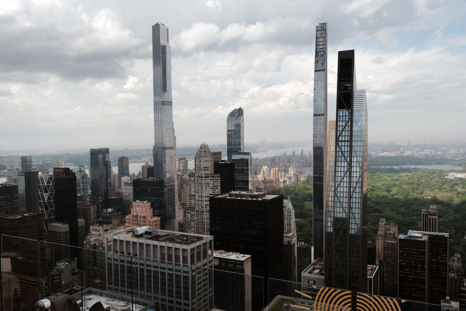 NEW YORK, NEW YORK - MAY 16: Residential luxury towers stand along nicknamed Billionaires Row, a stretch of 57th Street that holds the majority of Manhattan&#x002019;s supertall luxury towers on May 16, 2022 in New York City. Following its 2020 lows during the height of the Covid-19 pandemic, Manhattan&#x002019;s luxury real estate market has rebounded despite a decrease in foreign buyers. In January, a penthouse apartment at 220 Central Park South sold for $188 million, a sale recorded as the second most expensive residential sale ever in New York City.  (Photo by Spencer Platt/Getty Images)