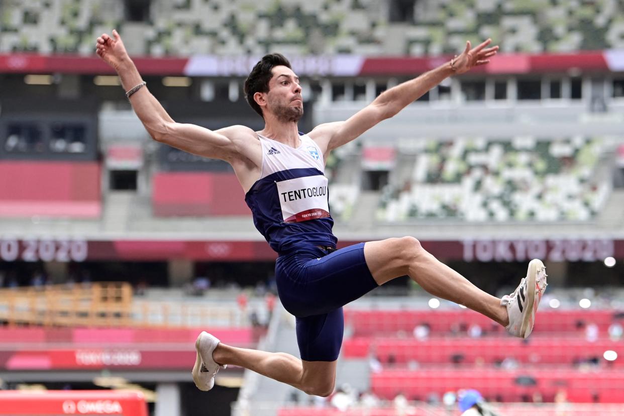 Miltiadis Tentoglou won long jump gold for Greece in dramatic fashion on Day Ten (AFP via Getty Images)