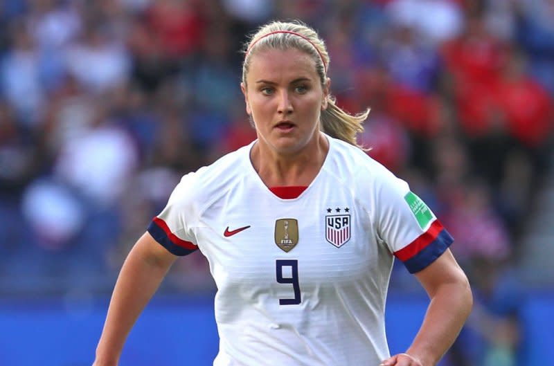 Winger Lindsey Horan made her penalty kick to help the Americans beat Canada on Wednesday in San Diego. File Photo by David Silpa/UPI