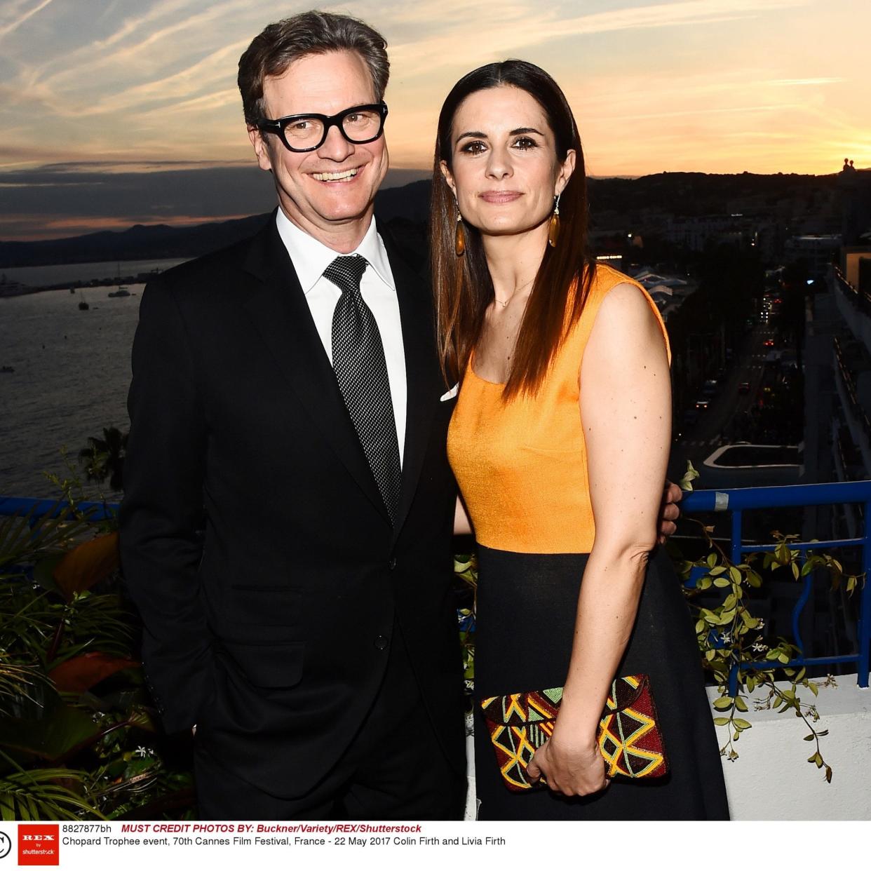 Colin Firth and his Italian wife Livia at the Cannes Film Festival, May 2017 - Rex Features