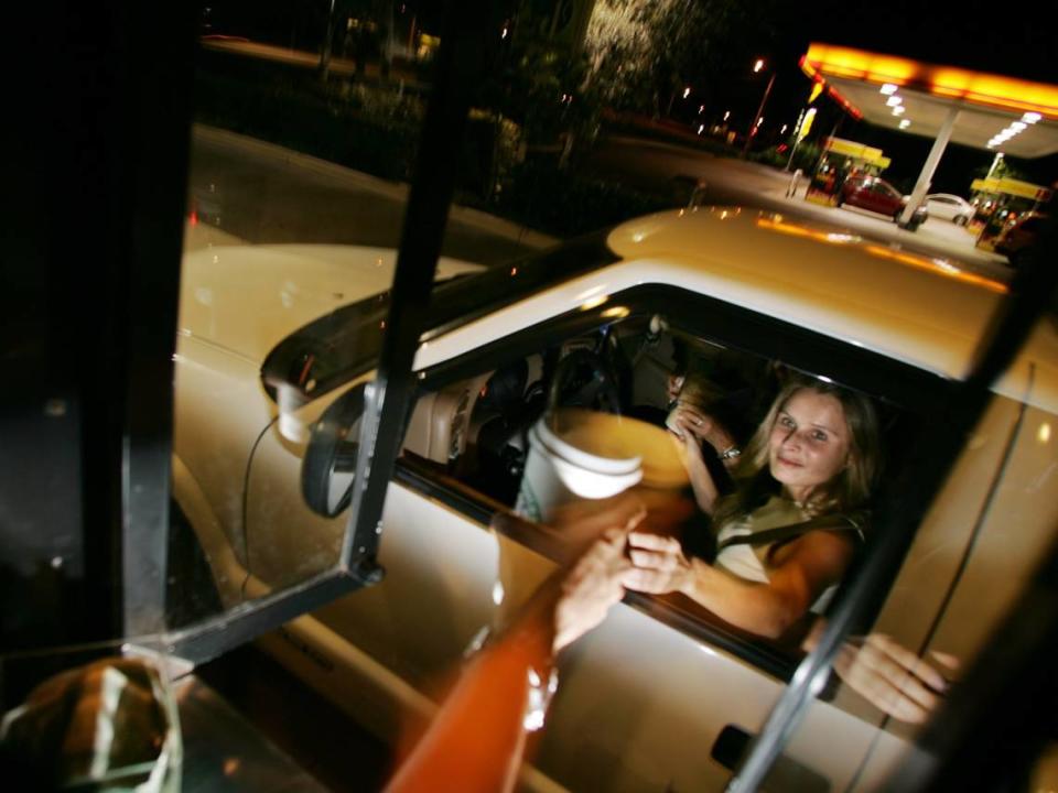 In 2006, Viola Monmany Davie picks up her coffee drink at a 24-hour drive-thru window at Starbucks in Southwest Ranches.